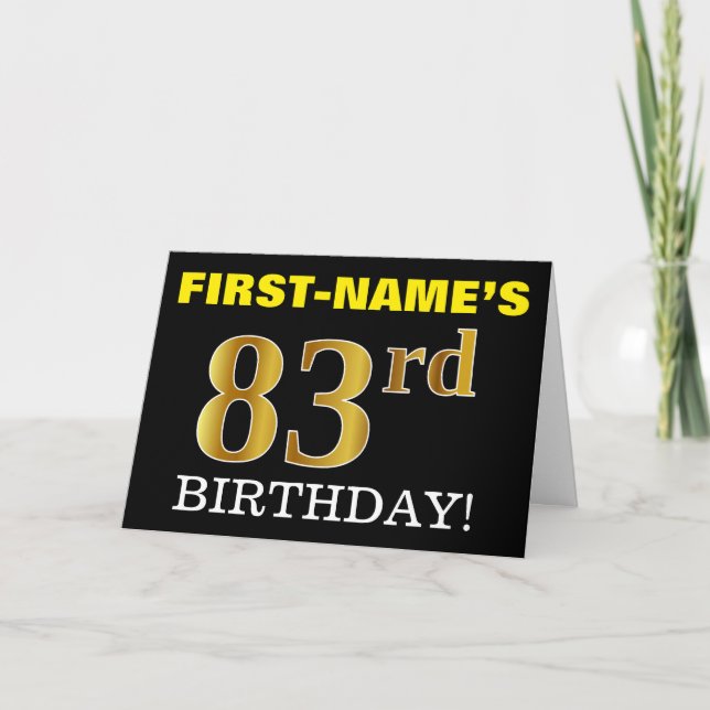 Black, Imitation Gold "83rd BIRTHDAY" Card (Front)