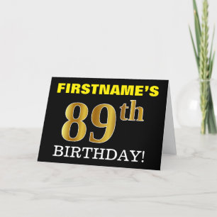 Black, Imitation Gold "89th BIRTHDAY" Card
