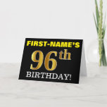 [ Thumbnail: Black, Imitation Gold "96th Birthday" Card ]