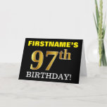 [ Thumbnail: Black, Imitation Gold "97th Birthday" Card ]