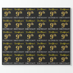 [ Thumbnail: Black, Imitation Gold "9th Birthday" Wrapping Paper ]