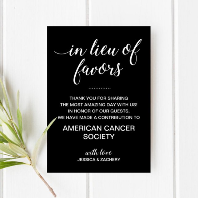Black In Lieu Of Favors Donate to Charity Wedding Invitation (Creator Uploaded)