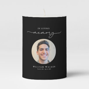 Black In Loving Memory Celebration Of Life Funeral Pillar Candle