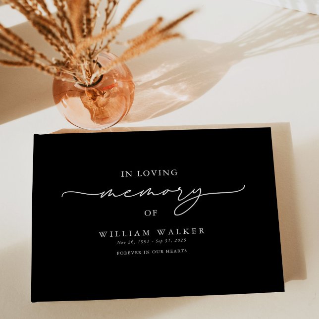 Black In Loving Memory Memorial Funeral Guest Book (Creator Uploaded)