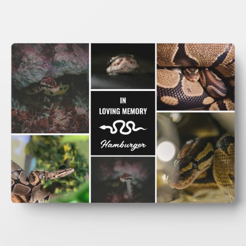 Black In Loving Memory Pet Snake Photo Collage Plaque