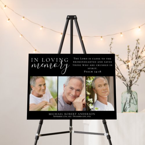 Black In Loving Memory Photo Memorial Funeral   Foam Board