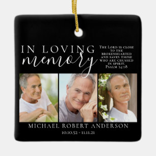 Black In Loving Memory Photo Memorial Tribute Ceramic Ornament