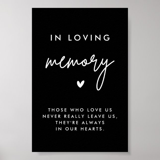 Black In Loving Memory Wedding Memorial 4x6 Sign (Front)
