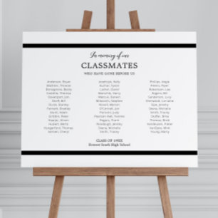 Black In Memory Of Our Classmates Class Reunion Foam Board