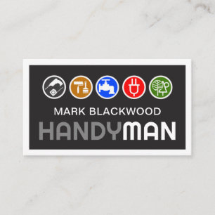 Black In White Frame Colorful Handyman Tools Business Card