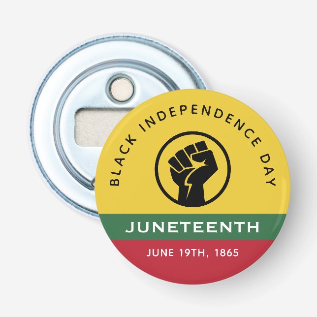 Black Independence Day Juneteenth 1865 Curved Text Bottle Opener (Front)