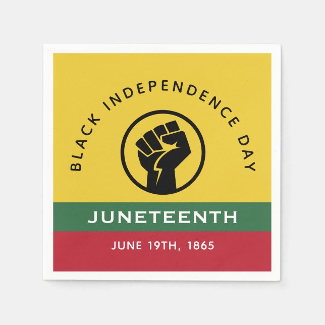 Black Independence Day Juneteenth 1865 Curved Text Napkins (Front)