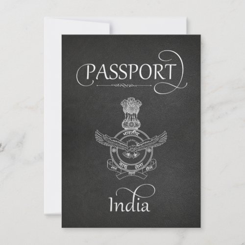 Black India Passport Save the Date Card