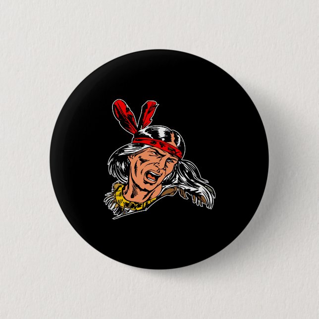 Black Indian Pinback Button (Front)