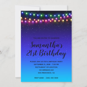 Black Indigo Aqua Starry Ombre Street Lights Invitation