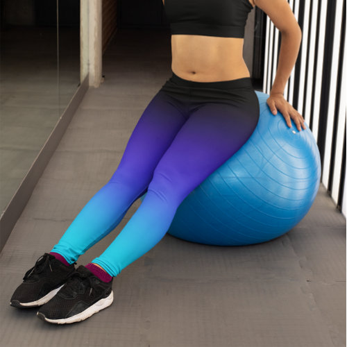 Black Indigo Blue and Aqua Gradient Leggings