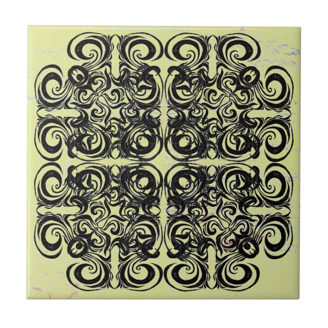 Black Infinity Pattern Retro Tiles (Front)