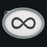 Black Infinity Symbol Oval Belt Buckle<br><div class="desc">Black infinity symbol against white,  though you can change the background color.</div>