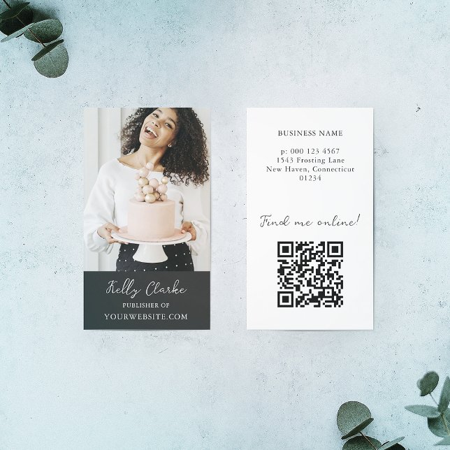 Black Influencer Content Creator Photo QR Code Business Card (Creator Uploaded)