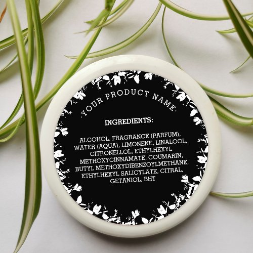 Black Ingredients Product Label Candle  Soap