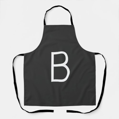 Black Initial Letter Monogram Modern Apron