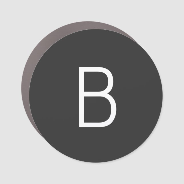 Black Initial Letter Monogram Modern Car Magnet (Front)