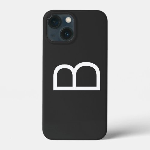 Black Initial Letter Monogram Modern iPhone 13 Mini Case