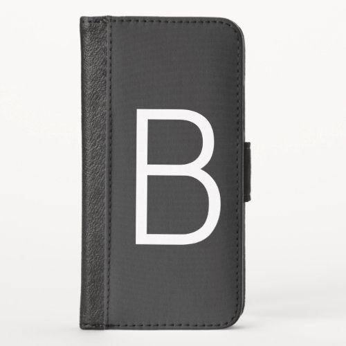 Black Initial Letter Monogram Modern iPhone X Wallet Case
