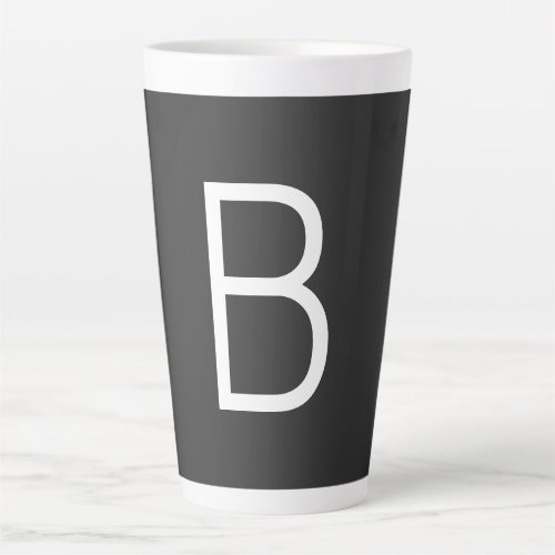 Black Initial Letter Monogram Modern Latte Mug