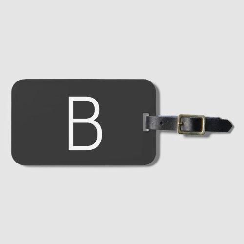 Black Initial Letter Monogram Modern Luggage Tag
