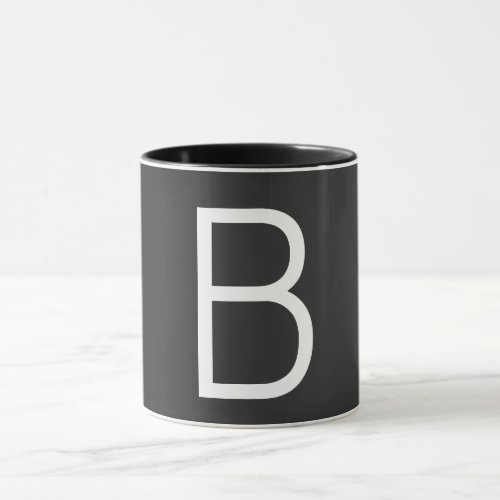 Black Initial Letter Monogram Modern Mug