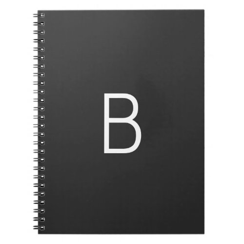 Black Initial Letter Monogram Modern Notebook
