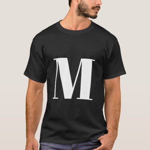 Black Initial Letter Monogram Modern Stylish T_Shirt