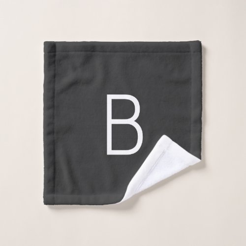 Black Initial Letter Monogram Modern Wash Cloth