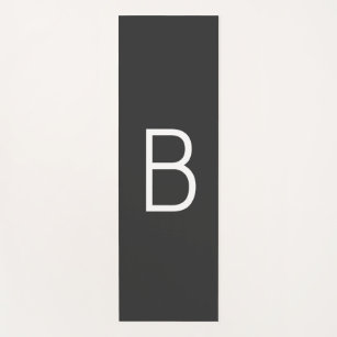 Black Initial Letter Monogram Modern Yoga Mat