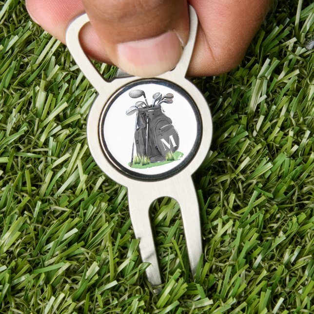 Black Initial Monogram Divot Tool (Black Initial Monogram divot tool)