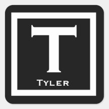 Black Initial Name Kids Boy Party Back to School