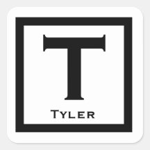 Black Initial Name Kids Boy Party Back to School