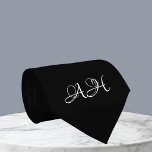 Black Initials Groomsmen Monogram Monogrammed  Neck Tie<br><div class="desc">Elegant black monogram tie. Modern,  trendy,  groomsmen,  initials tie. Perfect for wedding,  birthday,  Father's day. Personalize it with your initial.</div>