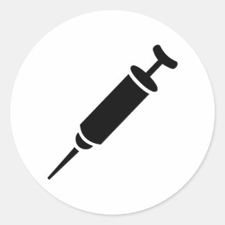 Black injection syringe classic round sticker
