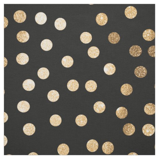 Black Ink and Gold City Dots Fabric