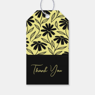 Black Ink Daisies Yellow Boho Bridal Shower Gift Tags