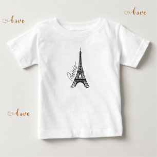Black Ink Eiffel Tower Baby T-Shirt