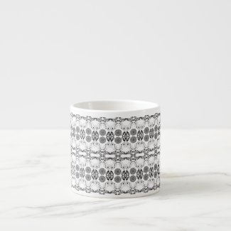 Black Ink Floral Design Espresso Mug