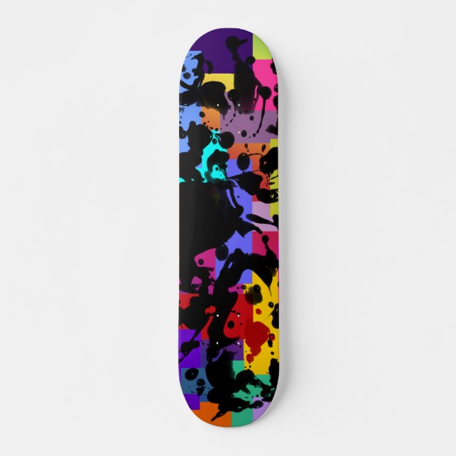 BLACK INK | geo coloured Skateboard Deck (Front)