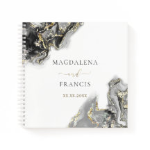 black ink marble wedding Guest Book
