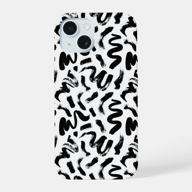 Black Ink Paint Brush Stroke Pattern Iphone Case (Back)