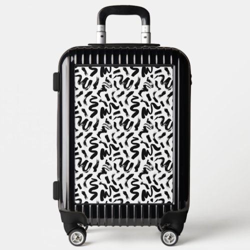 Black Ink Paint Brush Stroke Pattern Luggage
