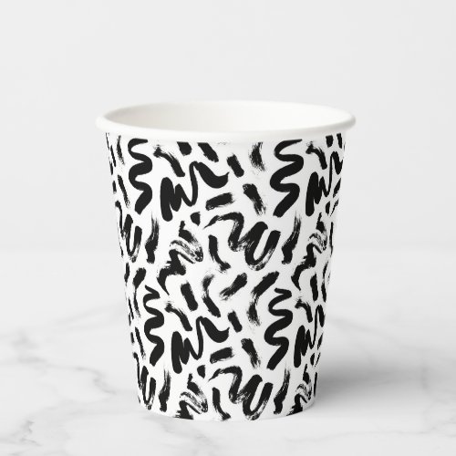 Black Ink Paint Brush Stroke Pattern Paper Cups