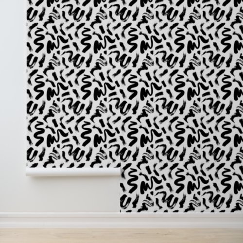 Black Ink Paint Brush Stroke Pattern Wallpaper